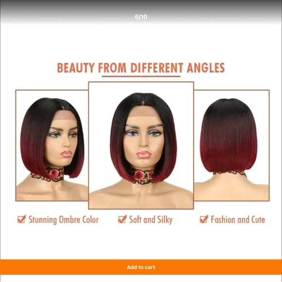 Beautiful Black & Red Wine Wig shoulder length - Picture 3 of 6